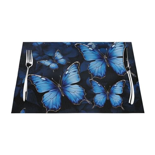 Set de table bleu foncé en PVC de 6 pièces lavables - 7