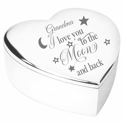 Chris Bag Of Goodies Grandma I Love You To The Moon and Back Heart Shaped Trinket Box Presents For Birthday