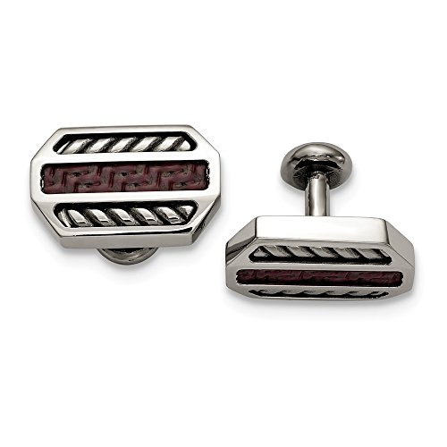 Mancuernillas para hombre Marsala acero y fibra carbono miniatura 1
