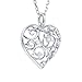 THELANDA Genuine Moissanite Sterling Silver 3D Filigree Heart-Shaped Pendant Necklace, Adjustable 18-20 Inch, Fine Elegant Jewelry Gift for Women