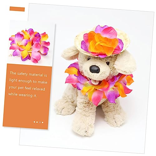 Disfraz hawaiano para perros POPETPOP set sombrero y guirnalda miniatura 6