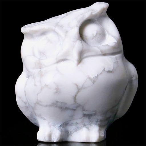 YATOJUZI Decoración de búho howlita, cristales curativos naturales, blancas, lindas decoraciones, estatuas, estatuas, escultura, piedras preciosas