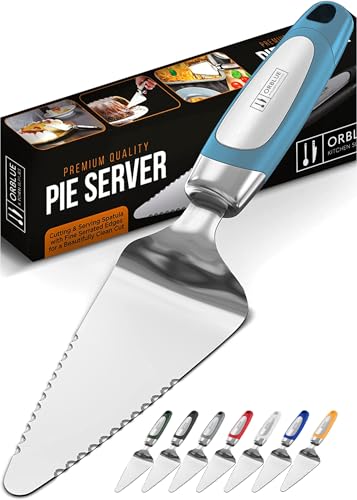 Orblue Corta Tartas Pala Tarta Multifuncional para Servir Tartas, Pastel y Pizza - Pala de Acero Inoxidable con Cortador y Servidor Integrado - Ideal para Eventos y Fiestas Familiares