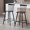 Black Windsor Bar Stools Set of 2 26 Inch Counter Height Barstool with Spindle Back Farmhouse Wooden Barstools Armless Barchair for Kitchen IslandPubCafeOutdoor