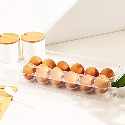 Image of LISHONN Stackable Acrylic Covered Egg Storage Box or Egg Trays for Refrigerator, Carrier Bin - Holds (12 piece long)