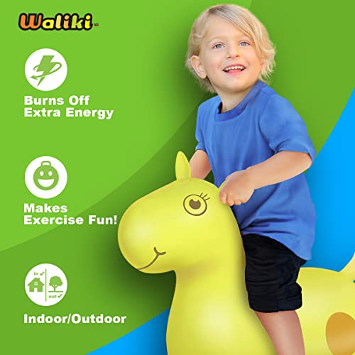 WALIKI Yellow Bouncy Horse for Kids | Inflatable Hopping Horse Ride-On Toy with Pump | Fun Gift for Boys Ages 1, 2, and 3 | Balance & Coordination Hopper Toy for Indoor/Outdoor Play - Image 4