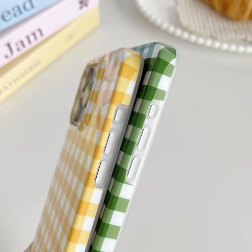 Coque iPhone 14 Pro antichoc fine vert pastel motif vichy - 4