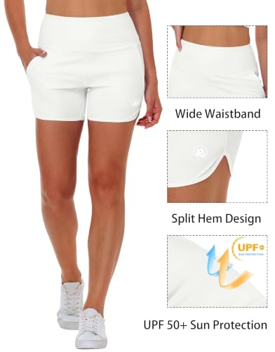 Image of AOBUTE Womens High Waisted Swim Board Shorts UPF 50+ Quick Dry Swim Trunks with Pockets