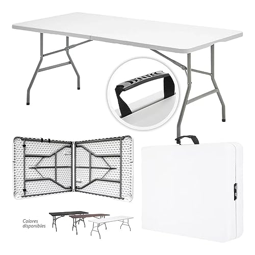 Catálogo de Mesas Top 10. 49 SELECTSHOP Mesa Plegable 1.80 Metros Comedor para Jardin Plegable Mesas De Plastico Resistente Tipo Portafolio de Trabajo Multiusos Comedor Grande para Jardin
