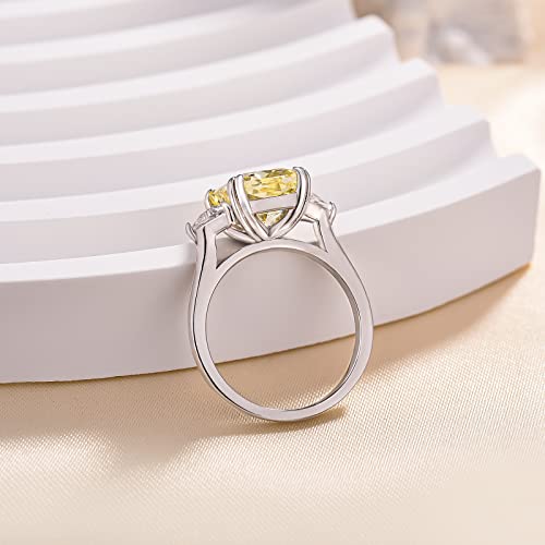 4.0CT Radiant Cut Yellow,Pink,Clear Engagement Ring,3-Stone Simulated Diamond Ring,Colored Gemstones 925 Sterling Silver Promise Ring2