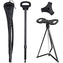 Cane with Seat 2-in-1 Portable Walking Stick with Seat for Men & Women Folding Lightweight Sturdy Tripod Cane Foldable Stool Mobility Aid Crutch Chair with Travel Bag for Elderly, Seniors & Handicap