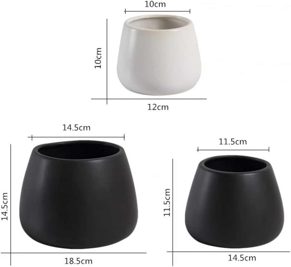 Czarno-biała ceramiczna doniczka ogrodowa doniczka ceramiczna doniczka na sukulenty kaktus doniczka ceramiczna dom ogród ozdoby kolorowe doniczki z podstawką - biała ||18,5 * 14,5 cm