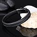 Handmade Leather Bracelet for Men - Braided bracelet with steel clasp made of first quality genuine leather (Black braided)