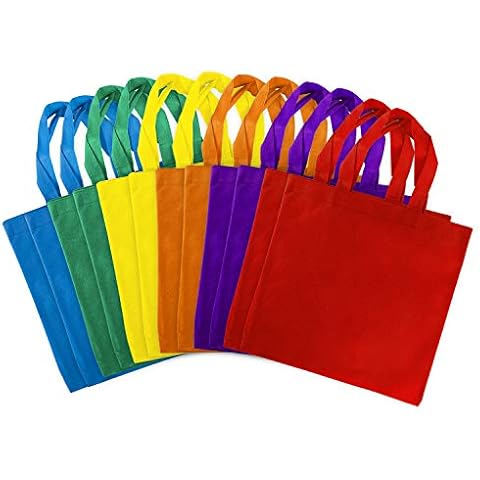 Super Z Outlet Blank Fabric Tote Party Gift Bags Rainbow (12 Pack) Cover