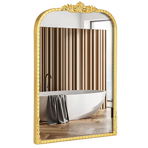 Qshu Hung Rectangle Wall Mirror, 20X28” Gold Metal Mirror For Bedroom,Bathroom,Living Room,Premium Deep 1” Stainless Steel Frame… #TOP2