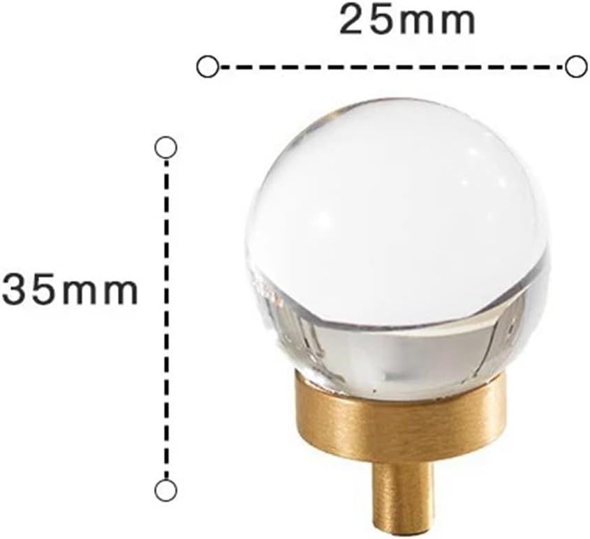 Brass Handle Round Balloon Drawer Cabinet Door Pull Transparent Wardrobe Single Hole 1Pcs(Ball-Transparent)