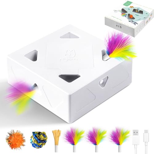 Migipaws Jouet pour Chat, Jouet interactif Automatique à 7 Trous pour Souris, Jouet d&rsquo;éveil Ultra Amusant pour Les Chats d&rsquo;intérieur, Rechargeable par USB, 4 pièces Accessoires
