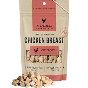 Vital Essentials Freeze Dried Raw Single Ingredient Cat Treats, Chicken Breast, 2.1 oz