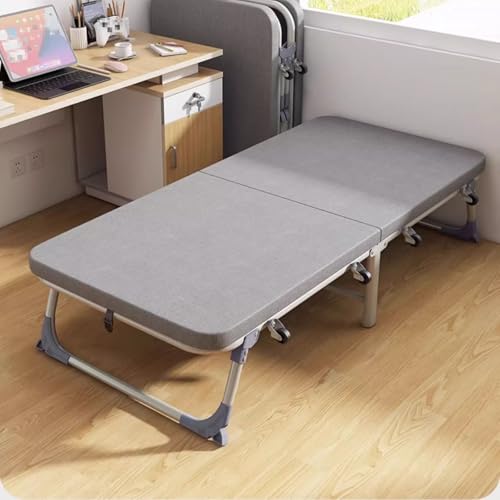 Letto pieghevole con materasso, letto matrimoniale portatile per adulti, supporta 200 kg, design compatto con ruote, ideale per camera da letto, ufficio, campeggio (185 x 80 x 38 cm)