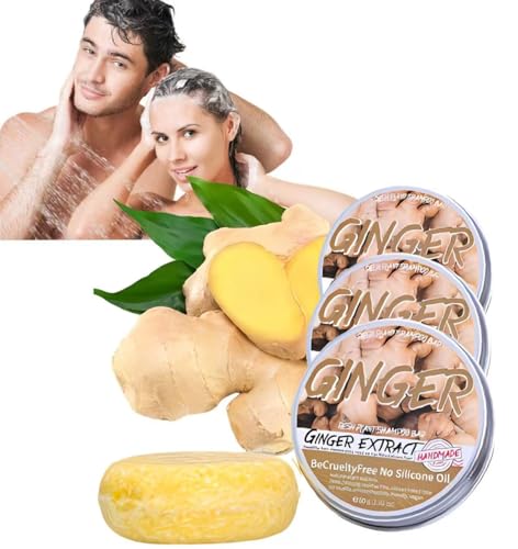 HAOKAISM Organic Ginger Shampoo Bar, Handmade Sulfate-Free,Natural Hair Growth,Repairs Damaged