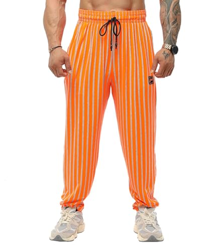 Pantalon de survêtement ample orange homme XL avec poches jogging sport