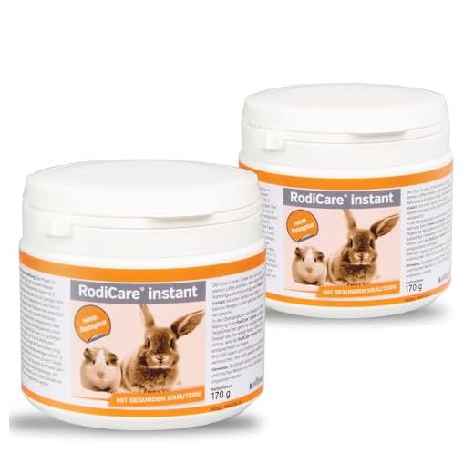alfavet RodiCare instant, Doppelpack, Päppelfutter für geschwächte appetitlose Zwergkaninchen, Meerschweinchen, Kleinnager, Alleinfuttermittel mit Kräutern, Pulver, 2 x 170 g mit Dosierlöffel