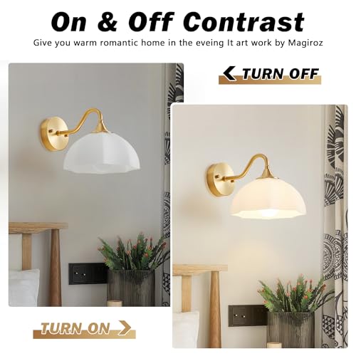 Image of Gold Wall Sconce 1-Light Modern Wall Lighting Fixture Farmhouse Vanity Sconces Lights with Milk White Glass Shade Indoor Wall Sconce Lamp Wall Mount Light Fixture for Bedroom MWL02-1A