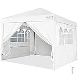 Quictent Silvox 10x10 Ez Pop Up Canopy Tent Enclosed Instant Canopy Shelter Portable Waterproof with Sidewalls and Church Windows (White)