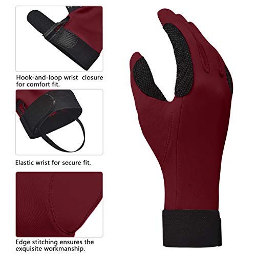 Chinfun Women's Horse Riding Gloves Stretchable Equestrian Gloves Breathable For Outdoor Horseback Cycling Driving Wine Red Xl #TOP3