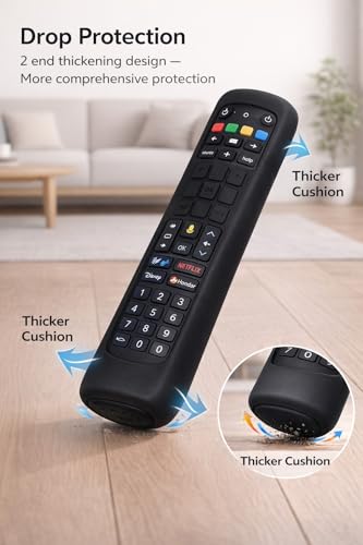 Image of Silicone TV Remote Cover 'Compatible with' Jio Tv Remote Protective Case with Lanyard (Black) [Remote NOT Included]