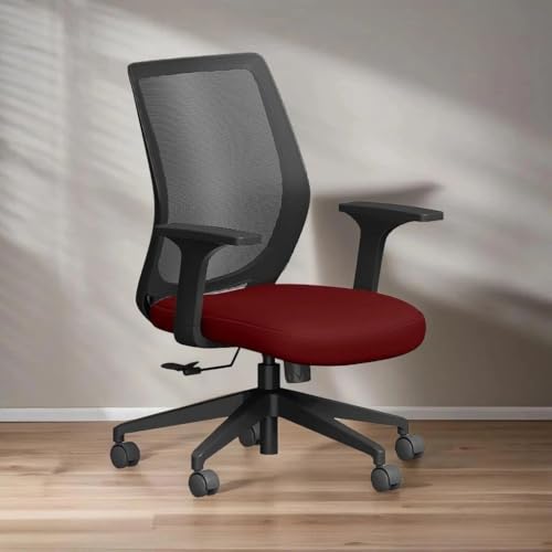 Image of Interio by Godrej Curv Premium Mesh Wide Back Ergonomic Chair for Work from Home /Study | 1 Year Warranty | Height Adjustable Chair | Heavy Duty PP Base | DIY Installation (Milan Red)