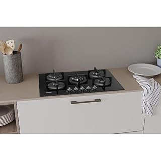 INDESIT ING 72T/BK PIANO COTTURA 5 FUOCHI GAS GRIGLIE GHISA VETRO NERO ING72T/BK