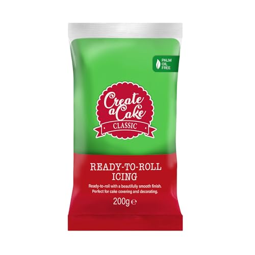 Create A Cake Ready To Roll Icing | Green Fondant Icing | Palm Free Sugar Paste For Cake Decorating Cupcakes Cookies Cakes - 200g