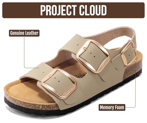 Image of Project Cloud 100% Genuine Leather Ankle Strap Footbed Sandal with Lightweight & Comfortable Walking Fisherman Sandals for Women - Non Slip Memory Foam Slingback Womens Sandals 2026 (Garda)