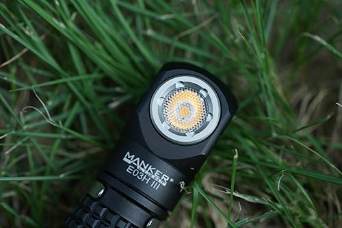 Image of Manker E03H III Rechargeable Headlamp Pocket Mini Flashlight with Clip - 90 Degree EDC Right Angle Flashlight with Headband and Magnet Tail (4000K High CRI 519A, Black)