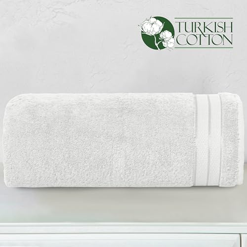 Image of Elegant Comfort Three Line Popcorn Extra Large Luxury Bath Towel - 40 inch x 80 inch inch, Premium Hotel Spa Quality 1 Piece Oversized Bath Sheet 100% Turkish Cotton Super Soft Highly Absorbent, White