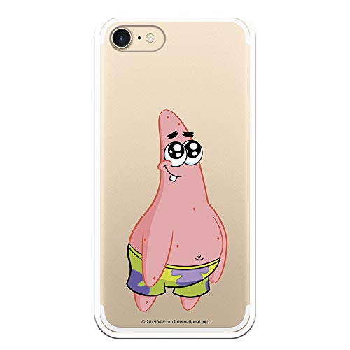 Funda para iPhone 7 - iPhone 8 - iPhone SE 2020 Oficial de Bob Esponja Patricio Sonriendo para Proteger tu móvil. Carcasa para Apple de Silicona Flexible con Licencia Oficial de Nickelodeon.