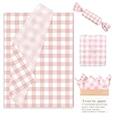 Whaline 100 Sheets Dusty Pink Buffalo Plaid Tissue Paper Pastel Checkered Gift Wrapping Tissue DIY Art Craft Tissue Paper for Wedding Birthday Baby Shower Bouquet Supplies, 13.7 x 19.6 Inch