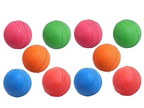 Image of GIRLYZ Attire Cricket Ball Light Weight | Made for Cricket Training | Tennis Training, (Multicolor Rubber Ball(Pack of 3 Ball))