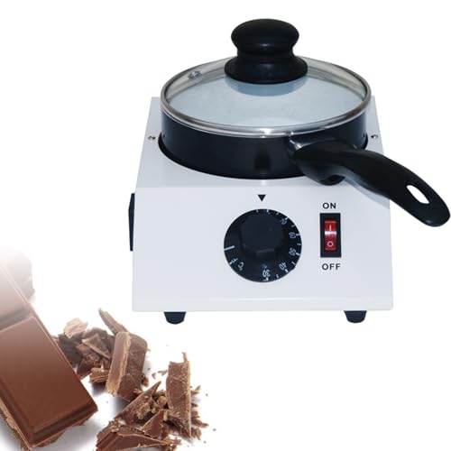 Pentola per Sciogliere Il Cioccolato, Set per Fonduta Elettrica con Pentola Antiaderente in Ceramica, Controllo della Temperatura Regolabile per Sciogliere 1 kg di Cioccolato