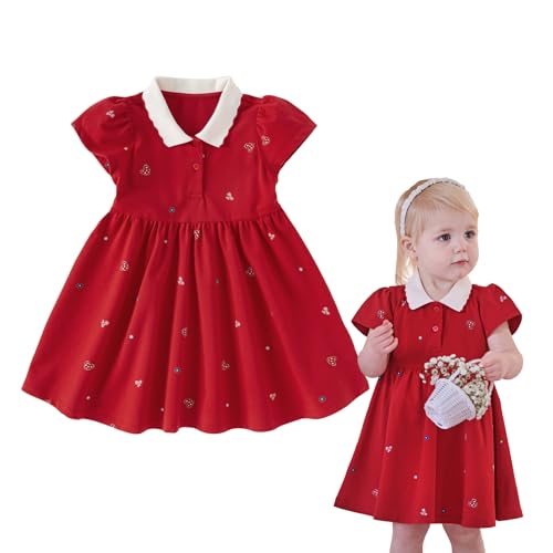 DAVE&BELLA Toddler Girl Polo Dress Short Sleeve Cotton Playwear Dress High Waist Pleated Athletic Tennis Golf Sundress