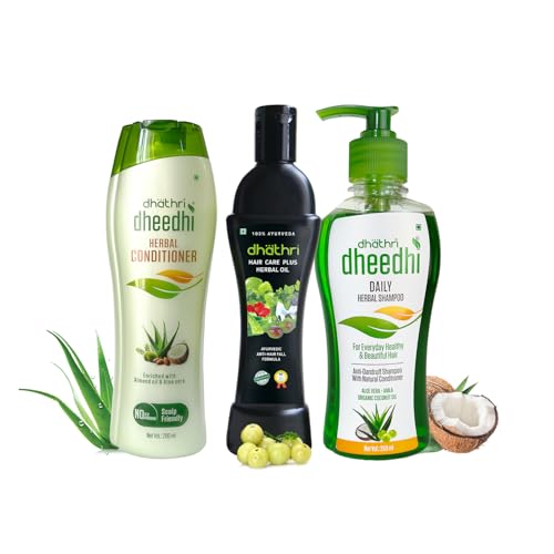 Image of Dhathri Ultimate Seller Combo | Hair Care Plus Oil, Dheedhi Daily Shampoo & Ayurvedic Conditioner | Natural Hair Care for Strength & Shine