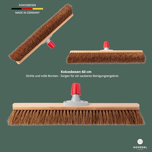 Kokosbesen 60 cm mit Stiel, Besen Kokos mit Teleskopstiel, Straßenbesen breit mit Kokosborsten, Saalbesen Kokos, Besen mit Kokosborsten, Kehrbesen mit Naturfaser – Bild 4