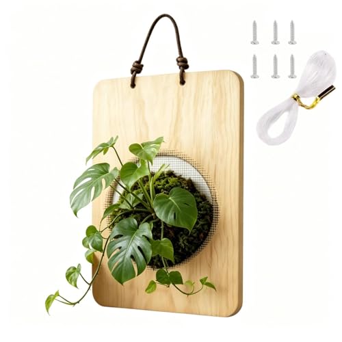 kit di montaggio per felce staghorn - tabellone per epifite in legno, supporto per piante rampicanti verticali con struttura in corteccia naturale e hardware resistente per giardini interni, cortili e