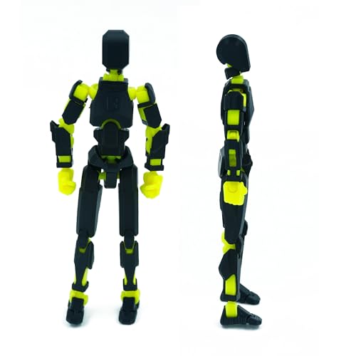 Image of Dummy 13 Action Figure Robot | Fully Articulated 3D Printed Robot Toy | 5.4-inch Collectible Figurine | Matte Finish| Unassembeled (Black-Yellow)