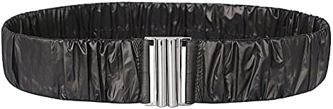 Tong Gu Women Waist Cinch Belt Elastic Waistband Corset Pleated Crinkle for Puffer Coat Jacket Padded Outwear Winter (Black,30 inch/76 cm)