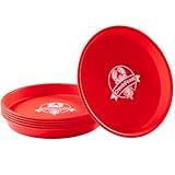 Creole Feast PP1006 15 Inch Round Crawfish Trays, 6-Pack Reusable Plastic Serving Platters for Cajun Seafood Boils, Crab, Shrimp, Lobster, BBQ, Picnics, Outdoor & Seafood Parties, Red