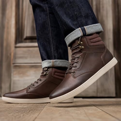 Image of Arkbird Casual Sneaker Boots, High-Top Sneakers Lace-up Leather Chukka Shoes for Men