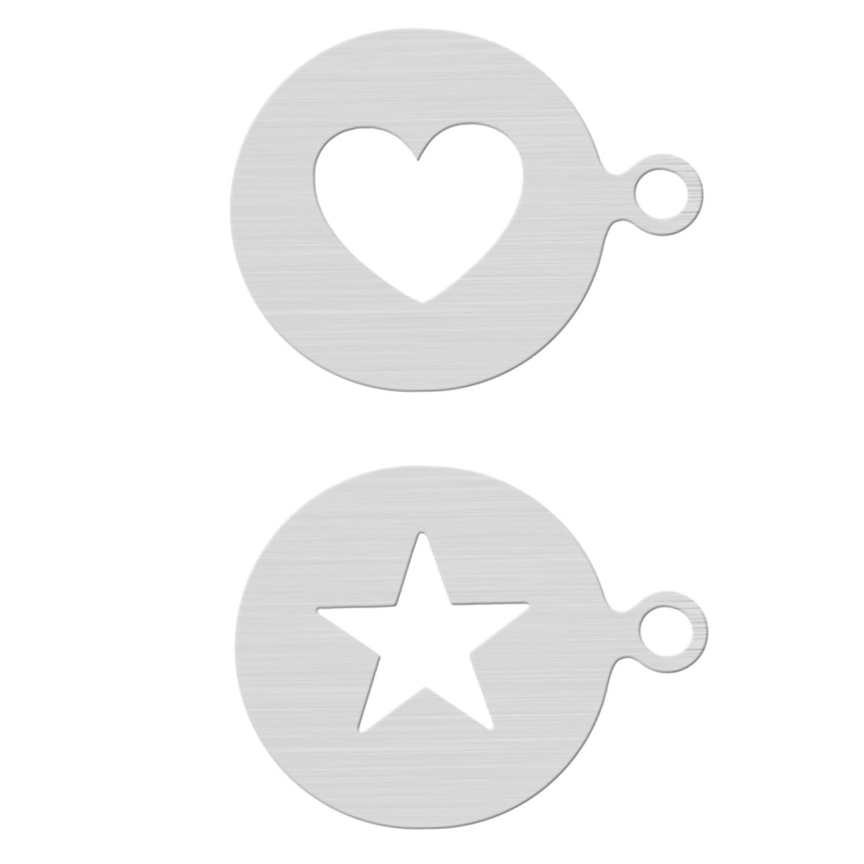 JECOMPRIS DIY Coffee Decorative 2pcs Stainless Steel Latte Art Molds Star Heart Templates
