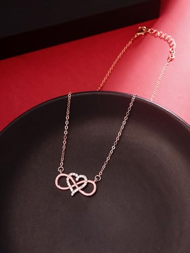 Image of Yellow Chimes Necklace for Women | Fashion Rosegold Plated Necklace for Girls | Infinity Charm Pendant Chain